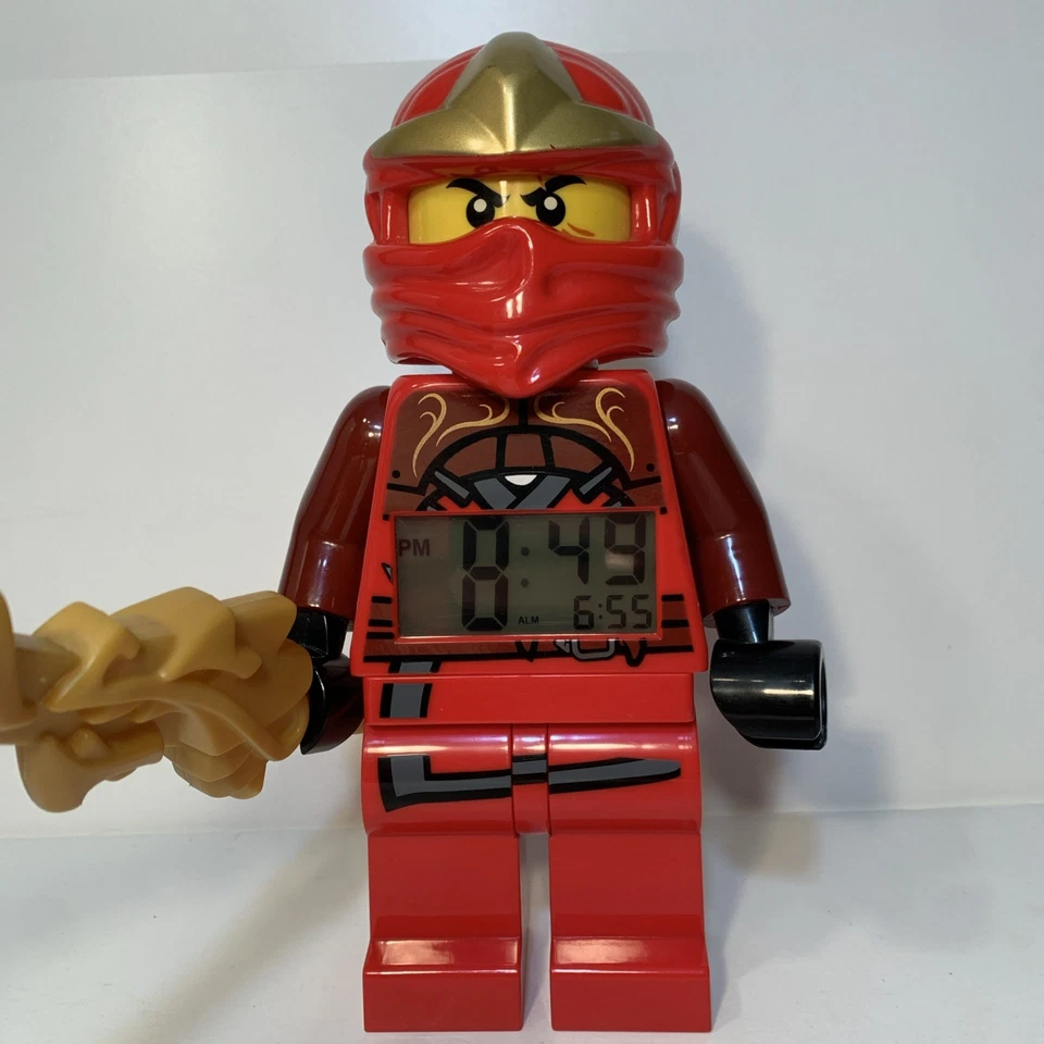 LEGO Alarm Clock Ninjago Red Kai 9006784 Gold Helmet Sword Cordless Travel - Image 2 of 4