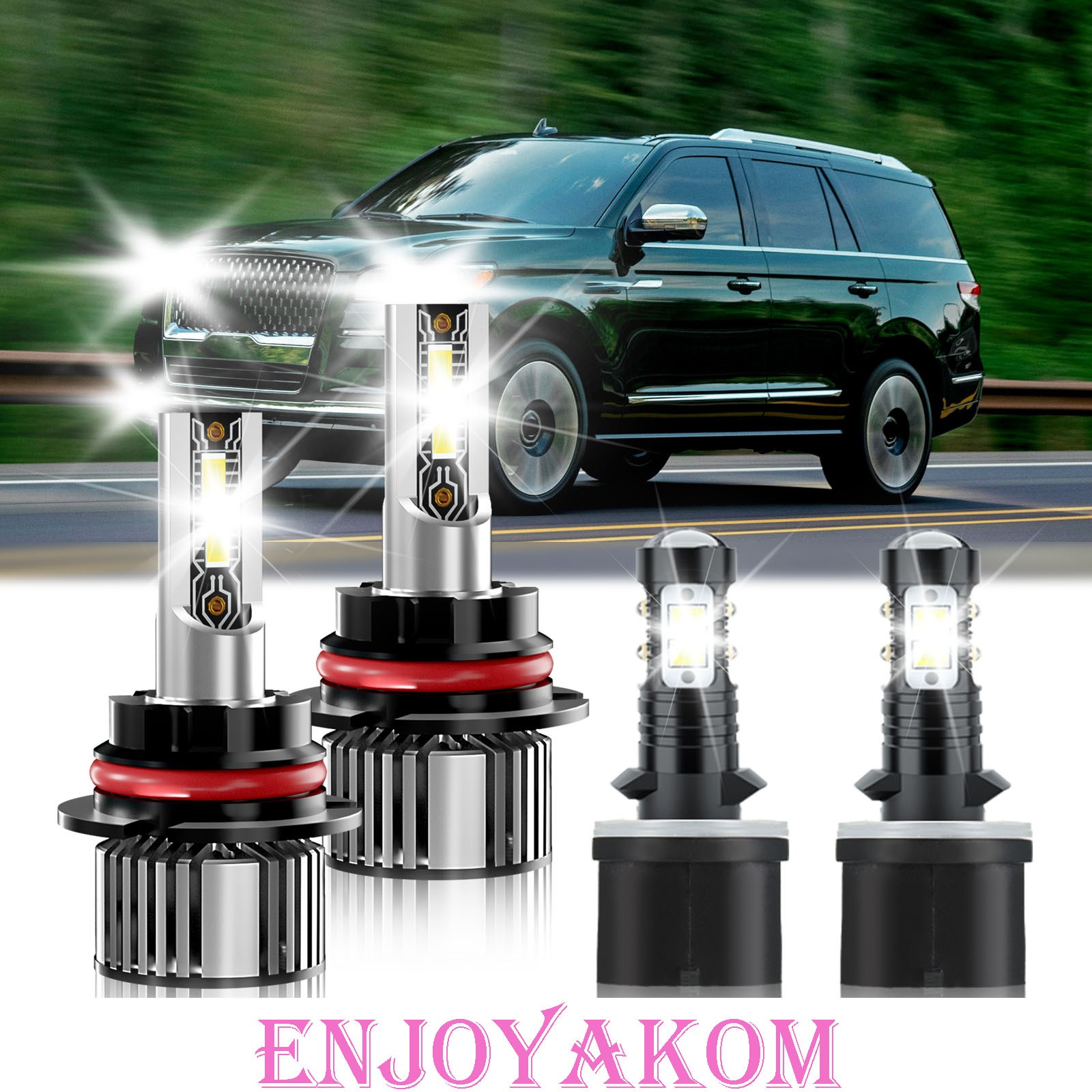 For Lincoln Navigator 1998-2002 LED Headlight Combo Hi/Low+Fog Light Bulb 6500K