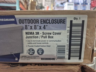 Wiegmann RSC080804RC 8''x8''x4'' Rainproof Screw Cover Electrical Conduit Box, New
