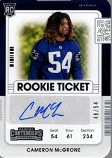 2021 Panini Contenders Rookie Ticket Stub #224B Cameron McGrone VAR Auto /54 FB