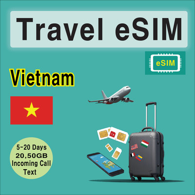 [eSIM] Vietnam Travel SIM Card, 5-20 Days, 30-50GB, Call &Text, QR Code
