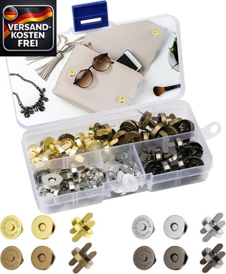 Set aus 40 magnetischen Knöpfen für Taschen und Kleidung, 14 mm, 4 Farben