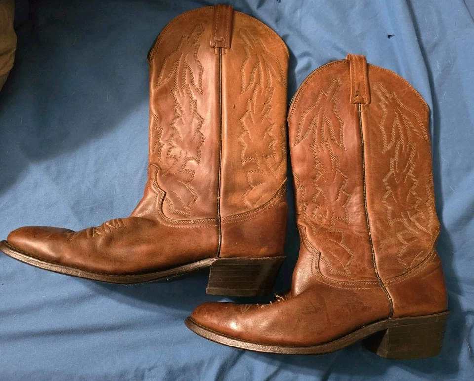 Bota de Vaquero Dan Post Marlboro Punta Almendra De Colección P2551 Hombres Talla 9.5D Cuero Marrón EE. UU. Foto 4 de 4