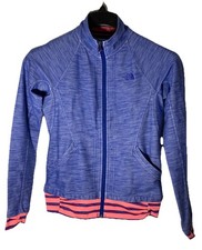 THE NORTH FACE Womens S Blue Pink Stripe Track Jacket-Full Zip-Pockets