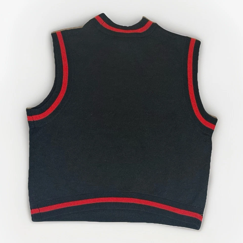 Hot Topic Negro y Rojo Rayas Calavera en Suéter Chaleco L Grande Halloween Horror Foto 2 de 4