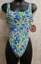 Vtg Late 1980's/1990's Tango Rose Retro Vibe Floral Juniors Swimsuit New w/ Tags