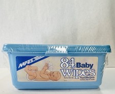 Vintage AAFES Baby Wipes Container Full  Plastic Sealed NOS   1988-1994 New