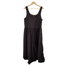 Quince Women Cotton Mixed Media Tank Midi Dress Black XL