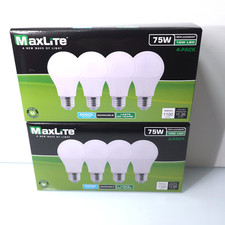 Maxlite 75w Equivalent 10w A19 Led Bulbs 5000k Daylight Dimmable 8 Pack Lot