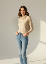 Women's Petite Sweater Charter Club Cowl Neck Metallic Sweater Petite Small Beig