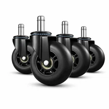 Office Chair Wheels Set of 5, 3” Heavy Duty Casters 650 lb Universal Black