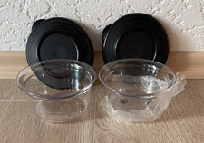 Neu Tupperware Tafelfeine Tafelperle Set 2 x 150ml transparent schwarzer Deckel