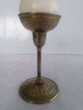 Vintage Brass Candle Holder Floral Pattern Spherical Candle 14cm Tall. VGC