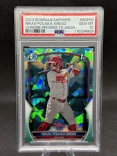 2023 Bowman Sapphire Chrome Prospects Nikau Pouaka-Grego #BCP-89 Aqua /55 PSA 10
