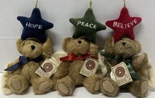 Boyds Bears Lot of 3 Angel Bear Ornaments  Peace-Hope-Believe  Cute 