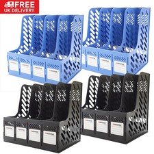 1/2x Desktop Magazine Holders Office File Shelf Desk Rack Plastic Desk Organiser
