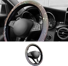 Car Steering Wheel Cover with Sparkly Rhinestones, Bling,Suitable for Most 14...