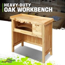 Heavy Duty Rubber Solid Oak Wooden Workbench Work Desk w/ 4 Drawers 39''x 20''