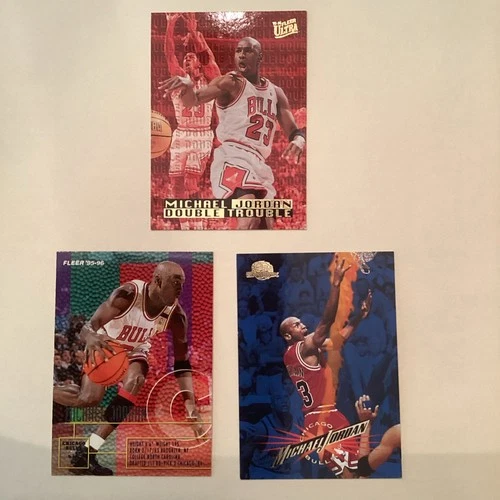 Michael Jordan 3 Card Lot Chicago Bulls Fleer Ultra Double Trouble Stadium Club