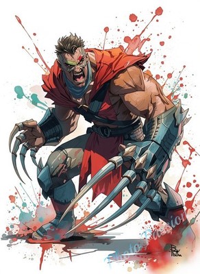 Poster Superheld Comics Aquarell Splash Kunstdruck Dekoration A4 8366
