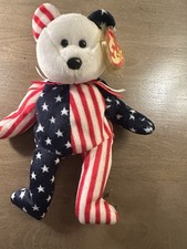 Ty Beanie Baby Patriotic Bear Stars Stripes Plush American Flag with Tag