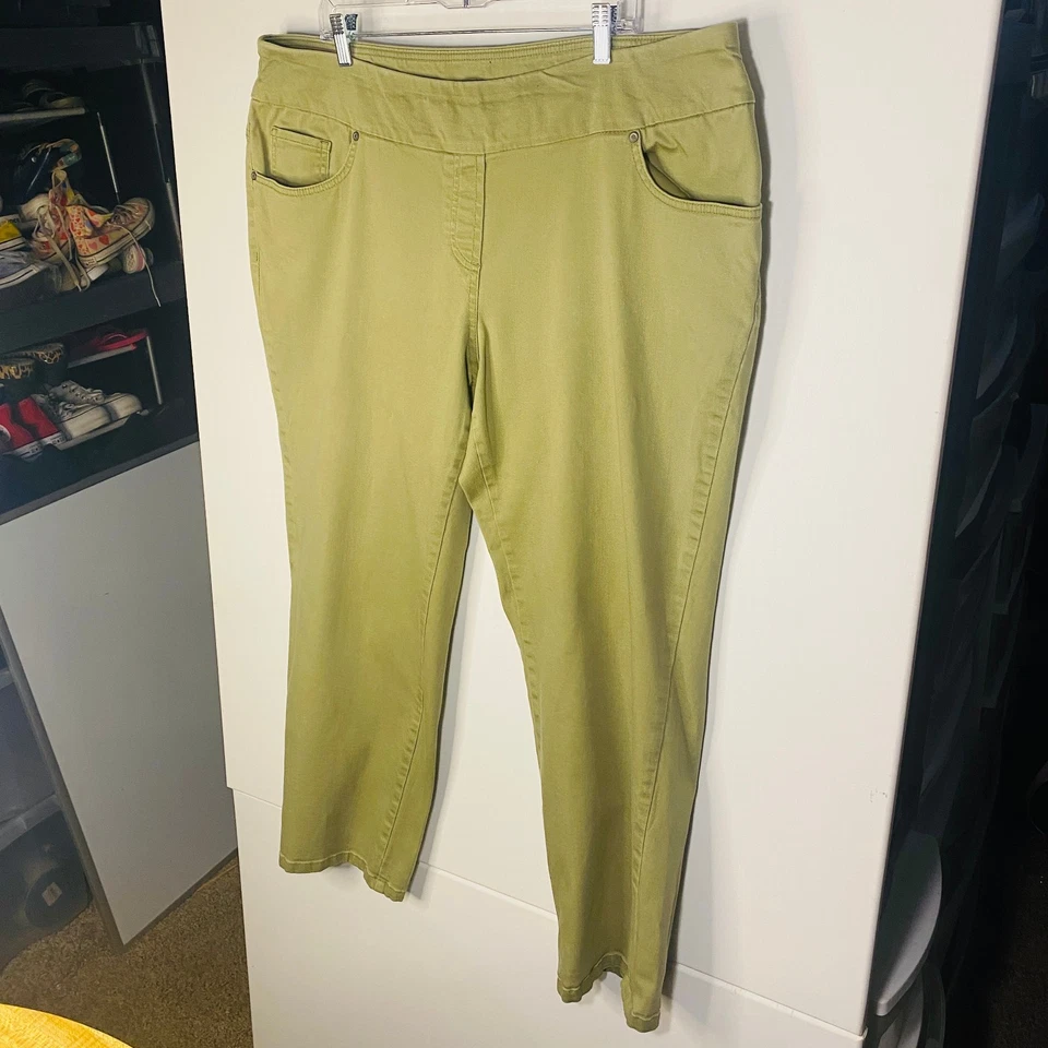 INVESTMENTS II ANKLE PANTS Sz 20W Pull On Olive Green Women Stretch - Image 2 of 4