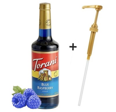 Torani Blue Raspberry Syrup Flavoring 750ml Glass Bottle WITH PUMP