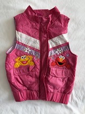 Vintage Sesame Street Elmo Zoe Pink Puffer Vest Girls 3T Embroidered
