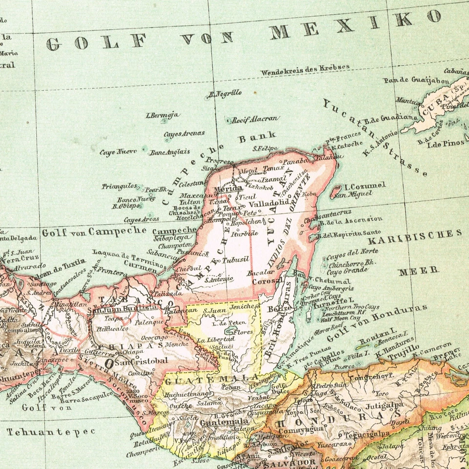Mapa plano antiguo vintage original de MÉXICO FECHADO 1897 Estados Unidos Mexicanos Foto 4 de 4