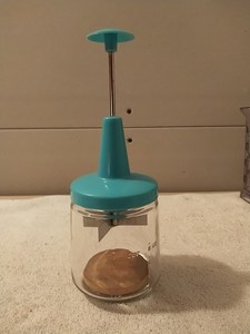 Vintage Androck Fruit Nut Chopper Turquois SS Glass Plastic