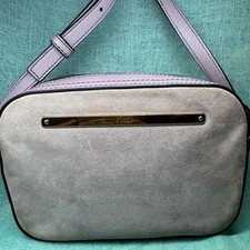 Fossil Lavender and Gold Crossbody “Camera” Bag Grey and suede, and leather