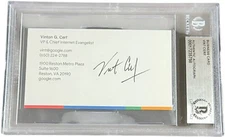 VINT CERF SIGNED BUSINESS CARD BECKETT BAS GOOGLE FATHER OF THE INTERNET 14