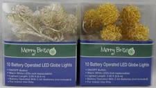 Merry Brite 10 Battery Operated LED Globe Lights 2.95 ft 2 Pk