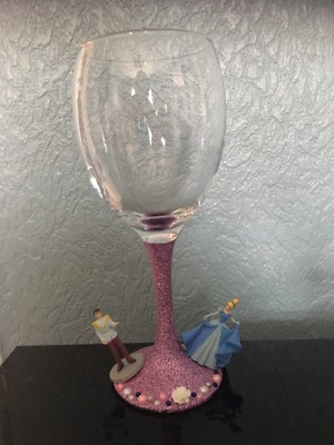 Disney Cinderella & bezaubernde Figur Glitzer Weinglas xx Mr & Mrs X Prinzessin