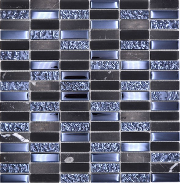 Naturstein Glasmosaik Schwarz GläNzend Wand KüChe Bad Dusche - MOS87-SM118-image