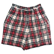 Vintage 80s Pendleton Womens 14 100 Virgin Wool Plaid Lined Shorts USA Made