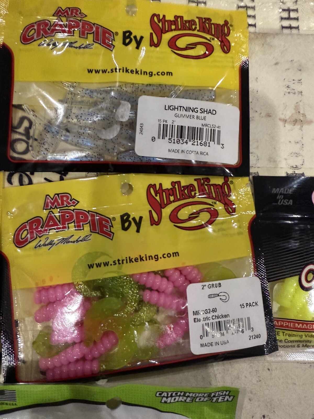 7X Mix Lot Strike King Panfish Mr Crappie Curly Tail Grub Fishing Lures - Image 3