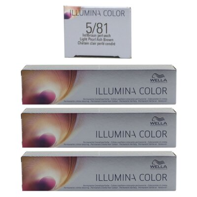 Wella Illumina 3 x 60 ml 5/81 hellbraun perl asch Set