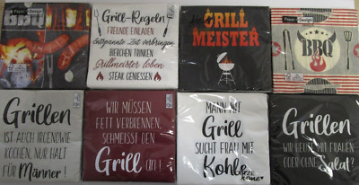 Servietten zum Grillen Grillfest Spruch uni 33 x 33 cm 3-lagig zur Auswahl