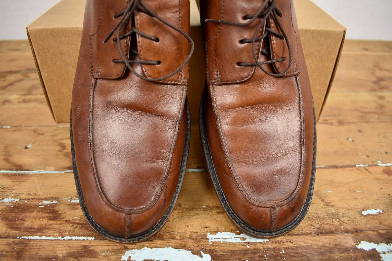 Johnston & Murphy Brown Split Moc Toe Lace Up Blu… - image 6