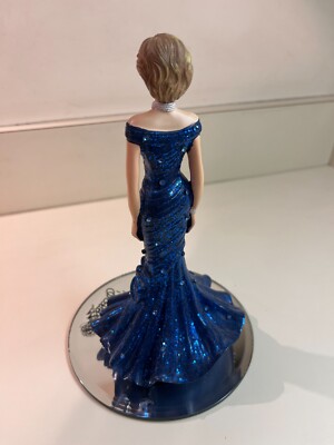 blue dress princess diana Princess Diana Inspired Dark Navy Blue Lace Velvet Celebrity Evening D –  LausenCrafts main image 1