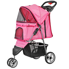 3 Wheels Dog Stroller Folding Pet Strolling Cart for Small Medium Cats Puppies P