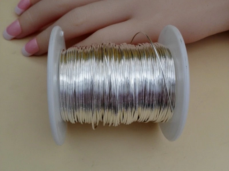 Cuentas de hilo de plata pura 99,99 % real de 1 yarda hágalo usted mismo artesanía joyería hacer alambre Foto 3 de 3