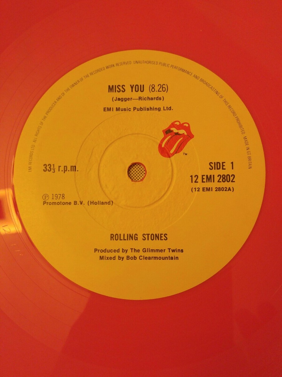 EMI 2802 THE ROLLING STONES MISS YOU VINYL PINK ALBUM LP IMPORT