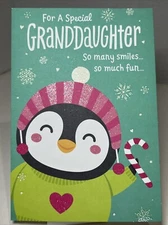 DaySpring Christmas Greeting Card Granddaughter Penguin Candy Cane Sweater