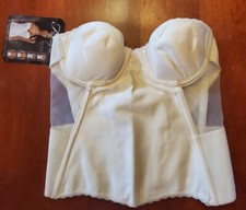 Flattering Me Ivory Low Back Longline Bridal Bra Bustier Style 728 NWT