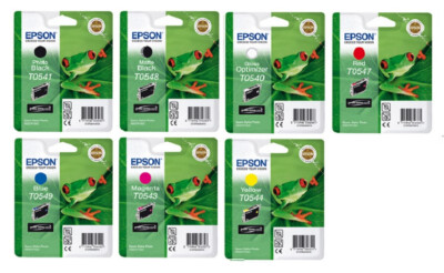 7 x Original Tinte Epson Stylus Photo R800 R1800 / T0540 T0541 T0543 -T0549 INK