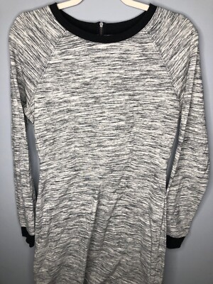 Lou Grey Womens Longsleeve Shirt Dress Gray White Black Size