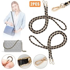 2PCS Replacement Metal PU Leather Bag Chain Strap Shoulder Crossbody for Handbag