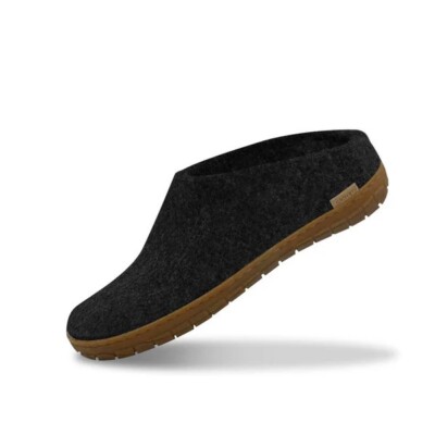 Glerups Mens Charcoal Slippers Honey Rubber Sole (EU 43)